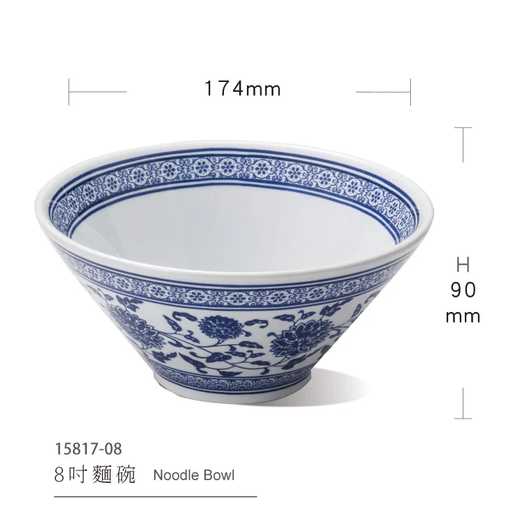 

8" China flower 100% melamine houseware noodle bowl for wholesale