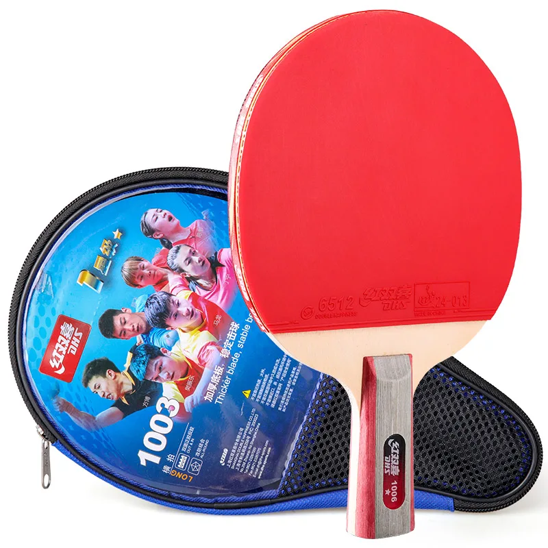 

Double Happiness table tennis racket 1 star student children PingPong Racket, Red+black
