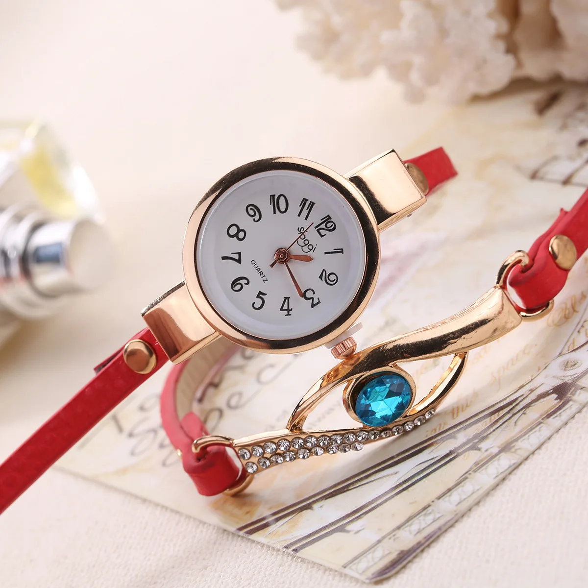 

2021 Sailing Jewelry Fashion Reloj Mujer Femme Clock Belt Quartz Wrap Bracelet Watch Peacock Eye Wrap Bracelet Watch