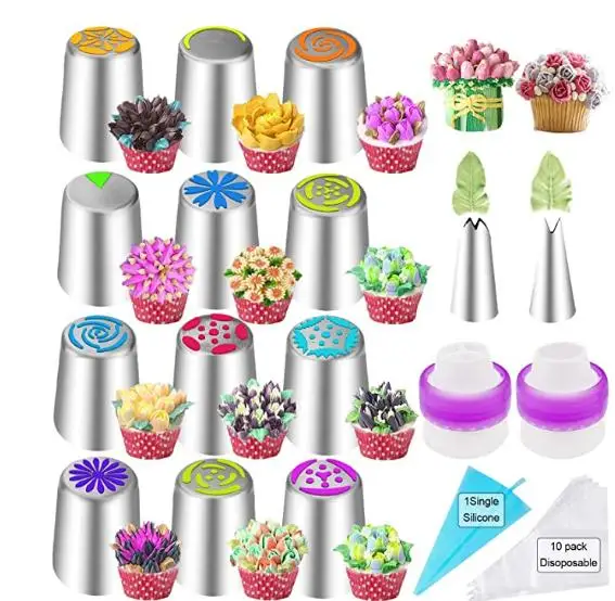 

Factory Wholesale Cake Decorating Tools Set Baking Accessories Russian Icing Nozzles Pastry Piping Tips(27 Pcs/set)