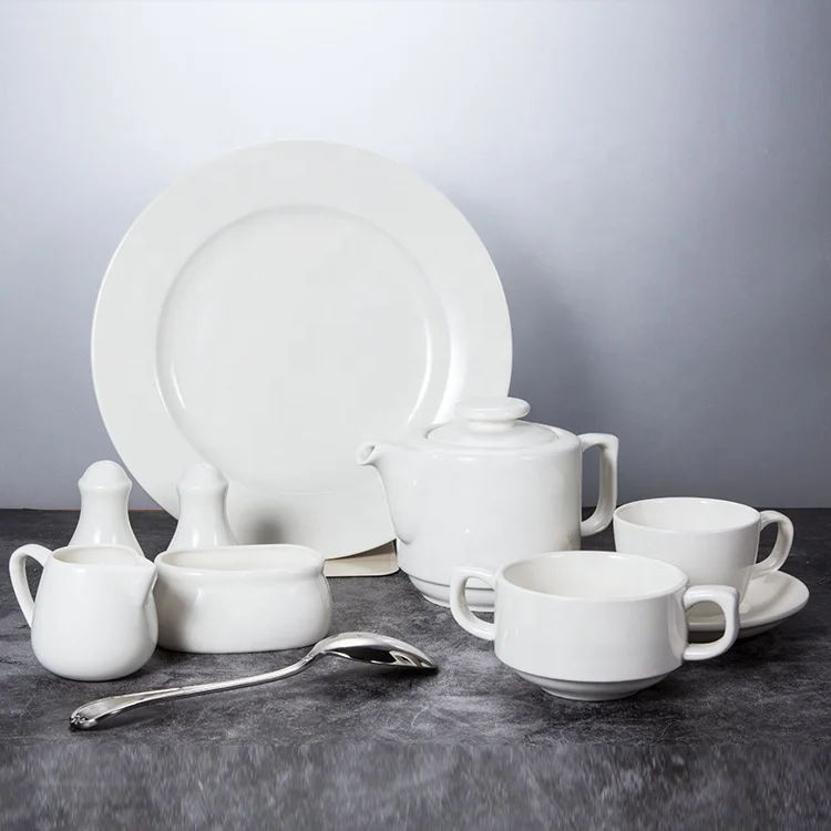 chaozhou manufacturer wholesale white hotel catering restaurant plates ceramic crockery porcelain tableware