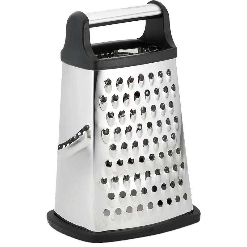 

Professional Box Grater, Stainless Steel with 4 Sides, Best for , Vegetables, Ginger, XL Size, Black, Black/red