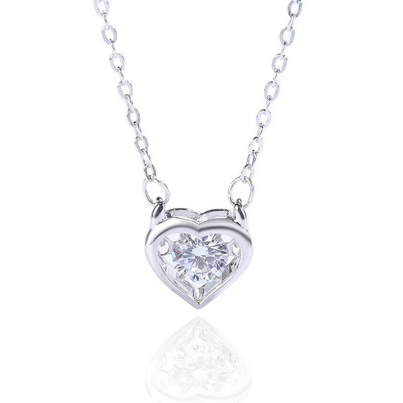

Luxury Valentine's Day Engagement Gift 18K Plated Dancing Diamond Love Heart Sterling Silver Necklace Jewelry