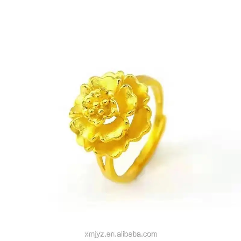 

Gold Peony Flower Ring Refers To Brass Gold Plated Rich Flowers Bloom Women's Ring Live Broadcast Boutique Flower Ring