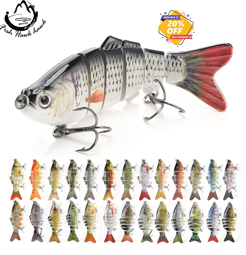

Sinking Wobblers Fishing Lures 10cm 17.5g 6 Multi Jointed Swimbait Hard Artificial Bait Pike/Bass Fishing Lure Crankbait, 20 colors