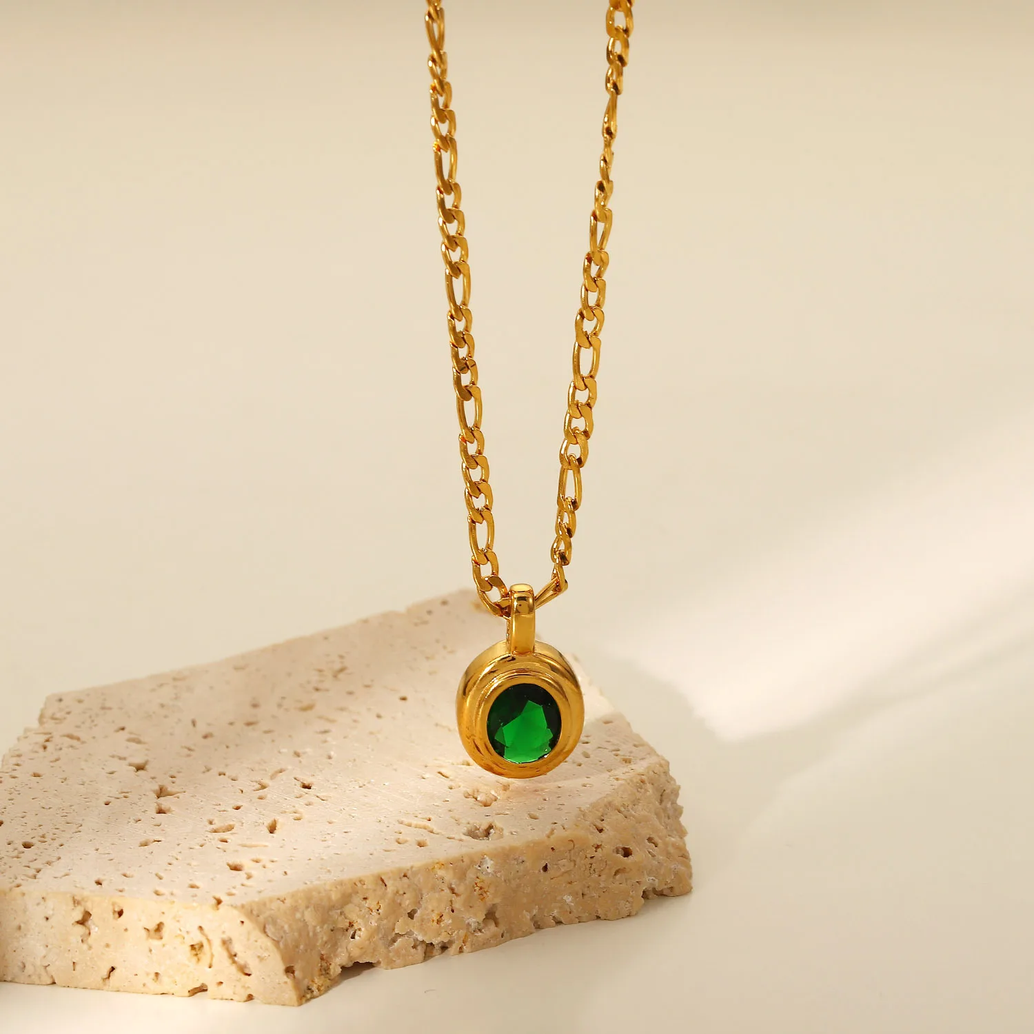 

Dubai gold jewelry set green zirconia jewelry set stainless steel emerald necklace