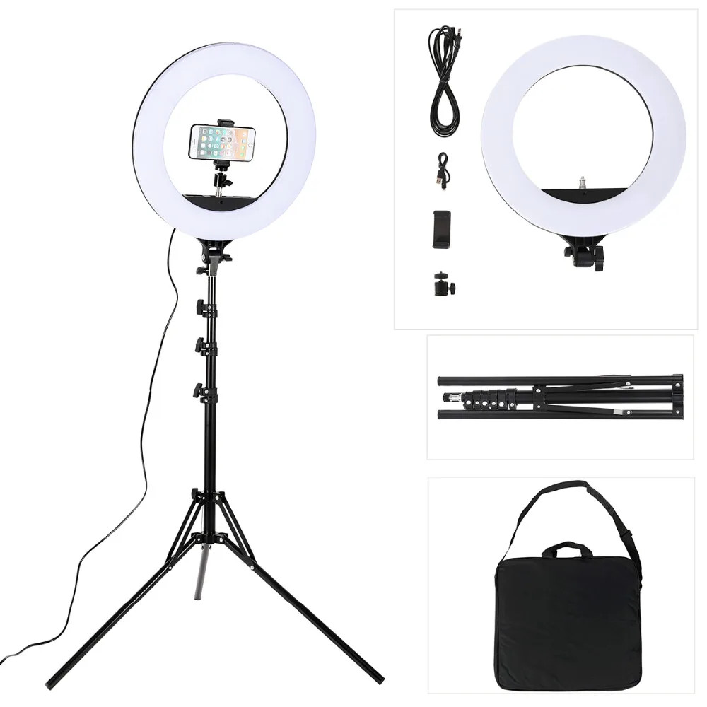 

18 inch 480 pcs LED Selfie Ring light make up portable for photo video studio camera with foldable tripod stand mirror