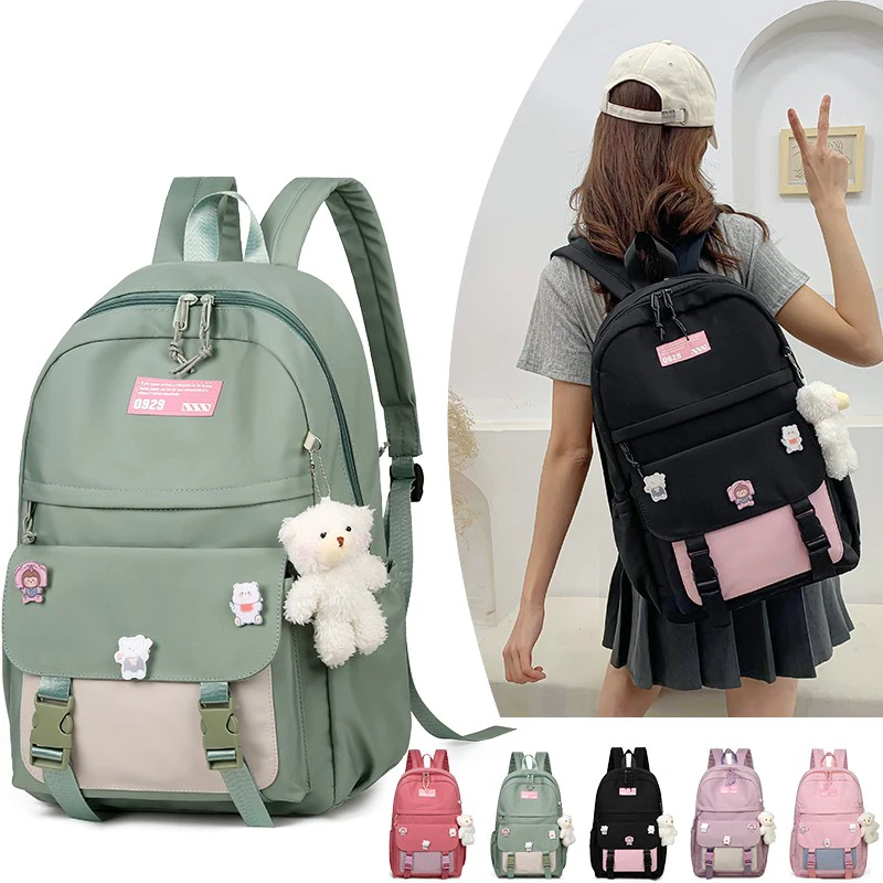

New Kids Nylon Schoolbag Cute Children School Backpack Bags for Little Girls, Purple, black, red, green, red