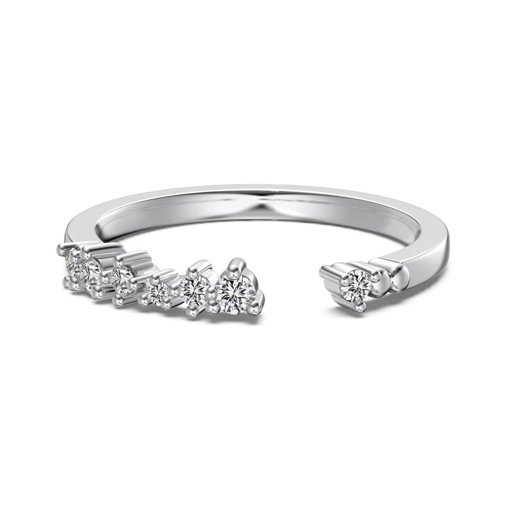 Dylam Verified Jewelry Supplier Customized 925 Sterling Silver 18K Gold Plated Adjustable Open Eternity Band 5A Zirconia Rings