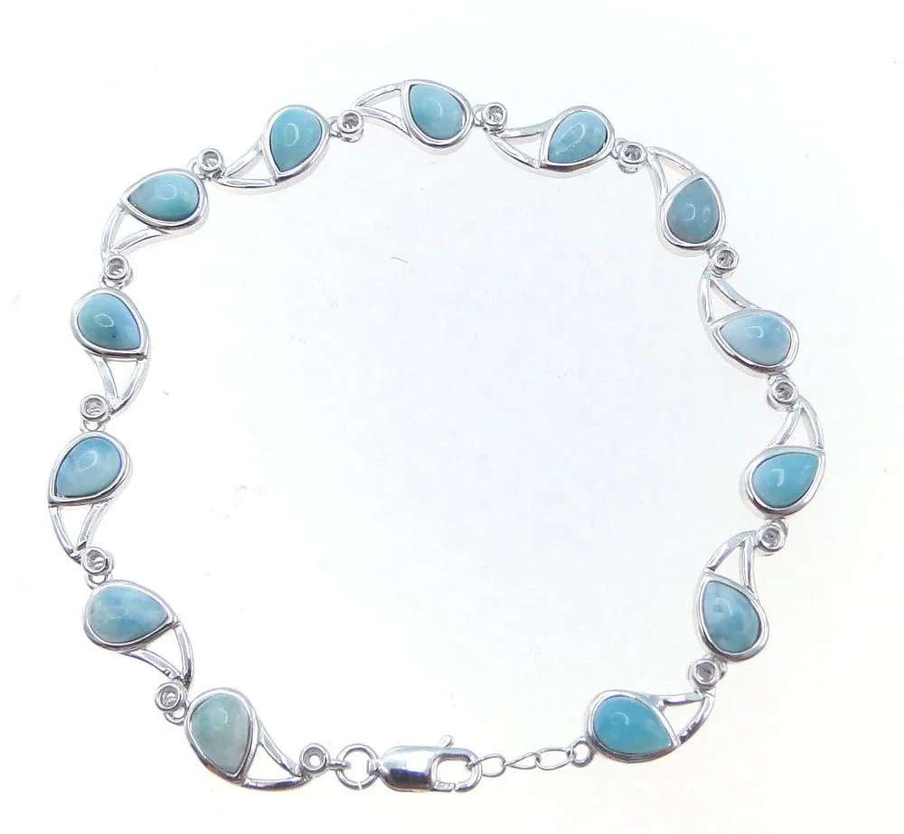 

Hot Sell 925 Sterling Silver Natural Larimar Gemstone Bracelets, Blue