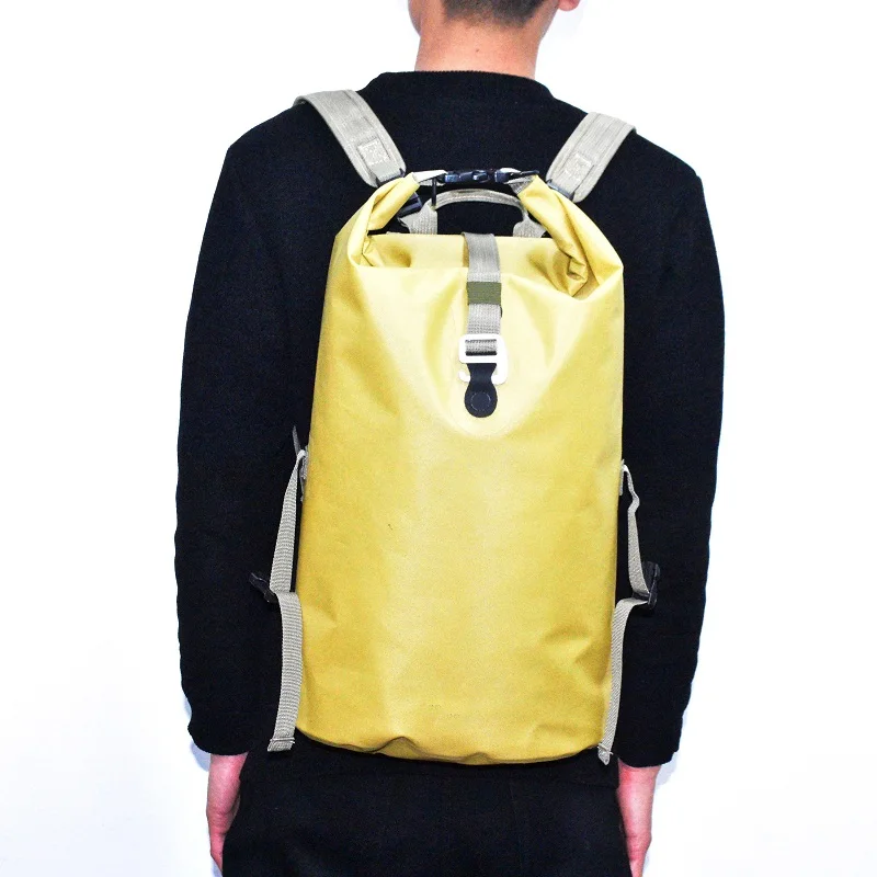 

Waterproof PVC TPU Dry Bag Backpack Floating Dry Gear Bags for Boating Kayaking Fishing Swimming and Camping, Yellow/gray