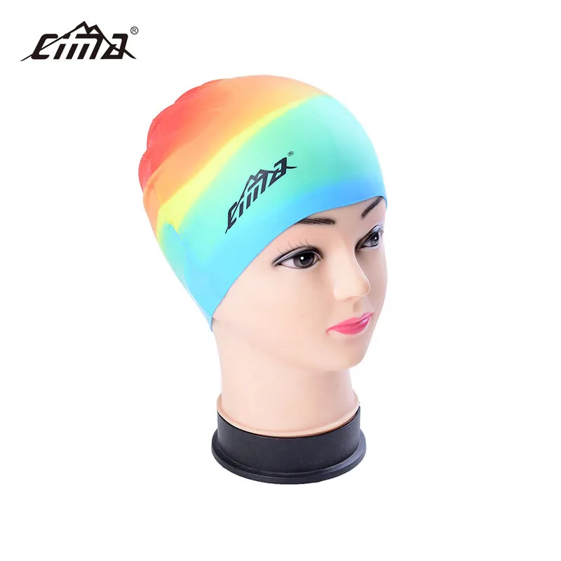 

Customizable silicone swimming cap rainbow color children's swimming cap, Colour