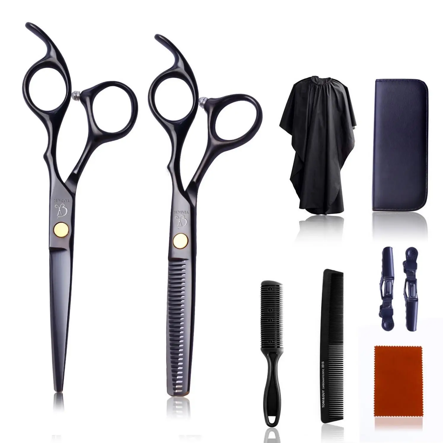 

Barber Hair Cutting Scissors Thinning Shears Hairdresser Scissors Hair Comb Salo Cape Set Add Bag 7pcs Hair Salon Equipment
