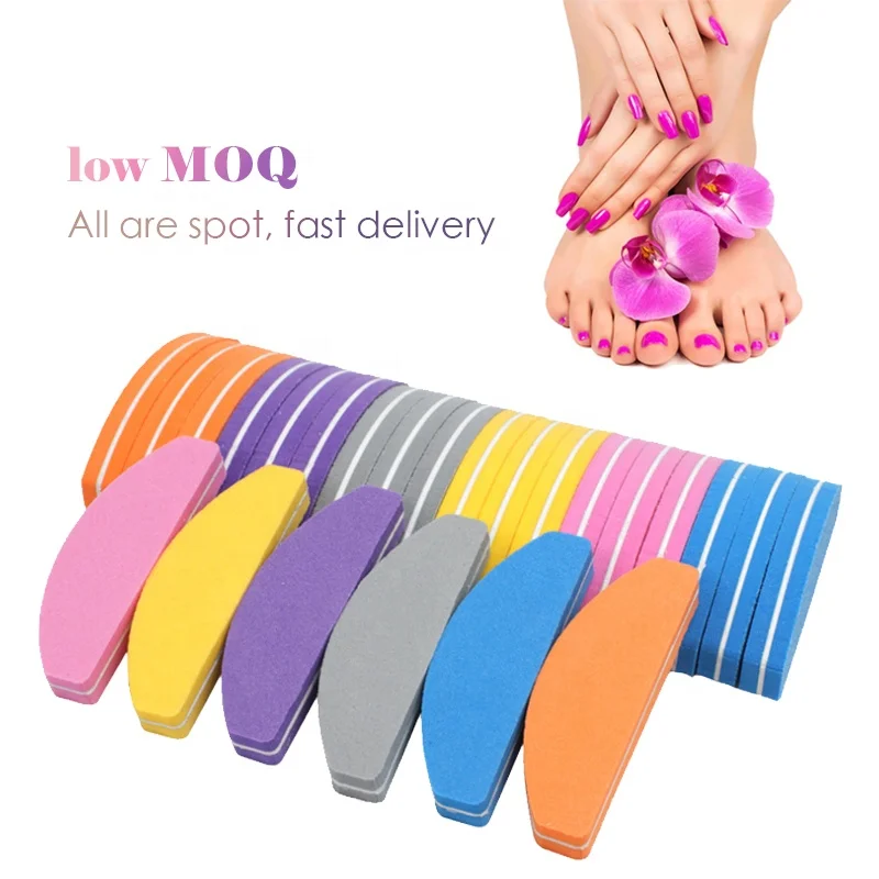 

half moon small sponge nail buffer for women nail care