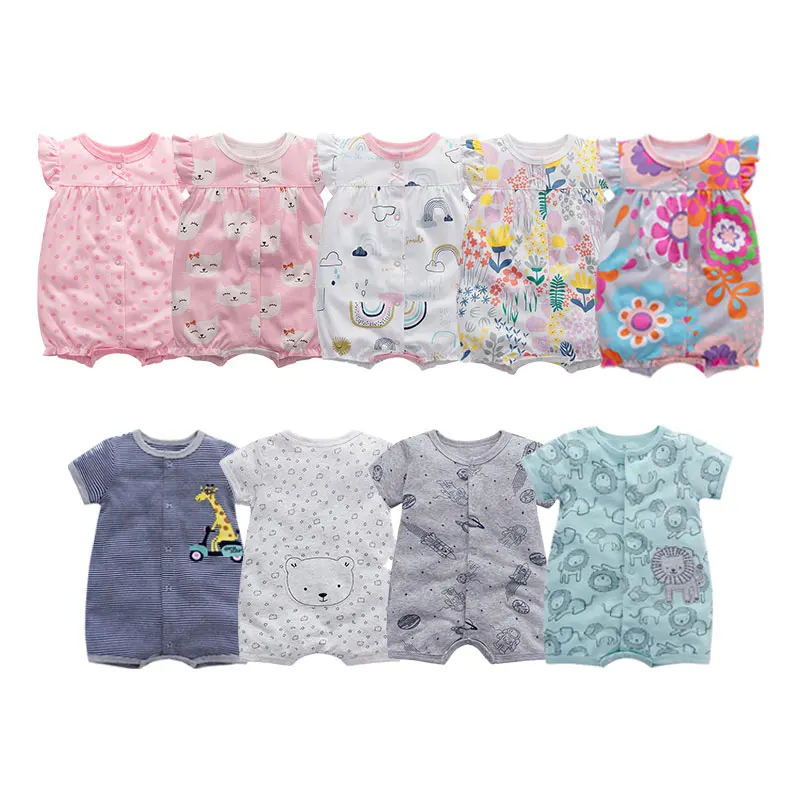

2021 new design printing summer short sleeve baby boutique clothes baby onsie short sleeve infant one piece, Mix color