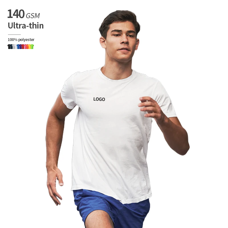 140 GSM Ultra-Thin Quick Dry Custom Logo 100% Polyester Men's Summer Tshirt