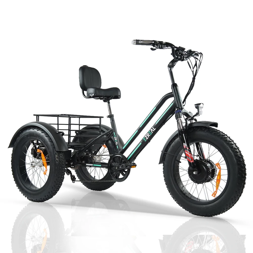 

EZREAL LA WAREHOUSE STOCK 750W 18.2AH Electric Bicycle Three Wheel E Bike Tricycle For Adult