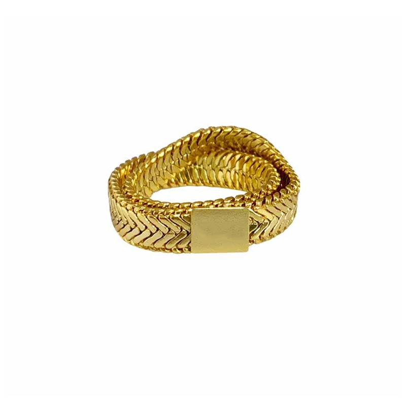 

Snake Bone Chain Weaved Gold Ring Double Layered Crossed Geometric Rings for Women Vintage Minimalist Ring 2019 Fashion Jewelry