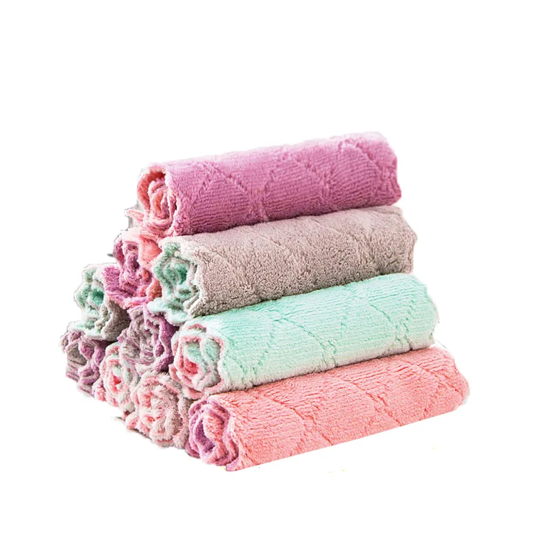 

Super Absorbent Microfiber Kitchen Cleaning Cloth Coral Fleece Dish Towel Dishs Cloth Kitchen Rags Tools Gadgets, Customized color
