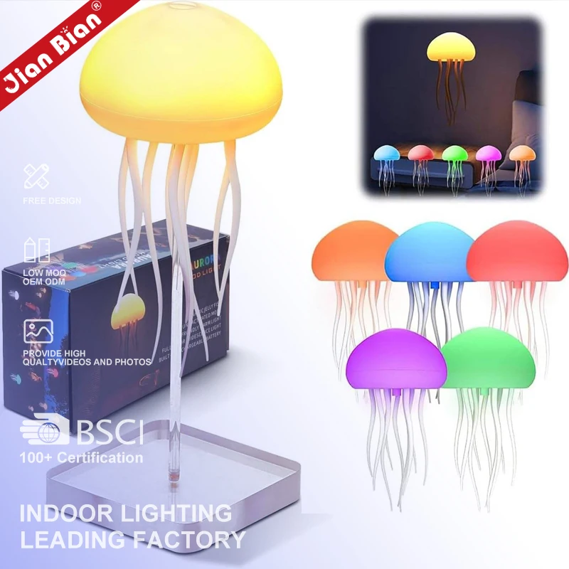 Modern Creative Hanging Rgb Color Changing Usb Bedroom Decor Gift Atmosphere Floating Dancing Speaker Jellyfish Led Night Light