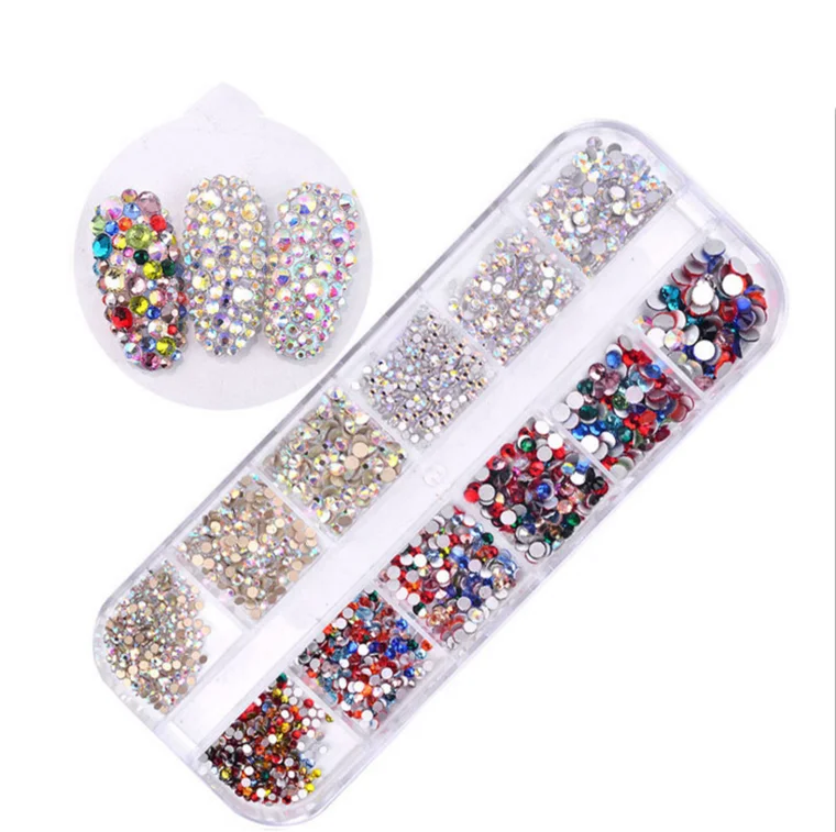 

Cheap Price Mixing Size 3D Nail Art Decoration AB Crystals Rhinestones