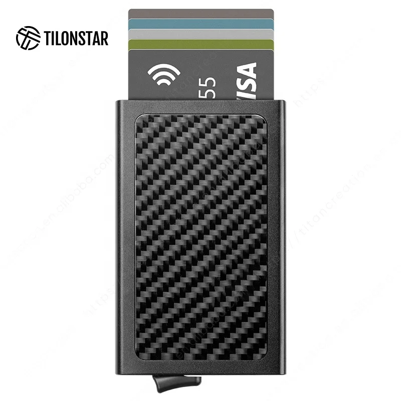 

Best Quality Slim Aluminum Card Holder Metal RFID Smart Wallet Pop Up Card Holder