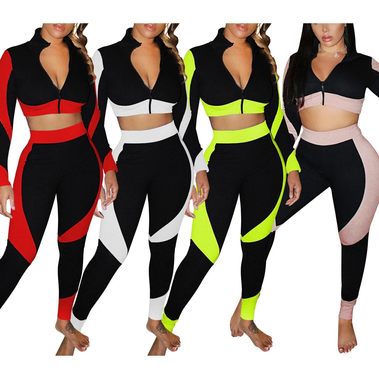 

FS1898D women Fashion Tracksuit casual long sleeve tops and pants Two Piece sets Yoga Outfit