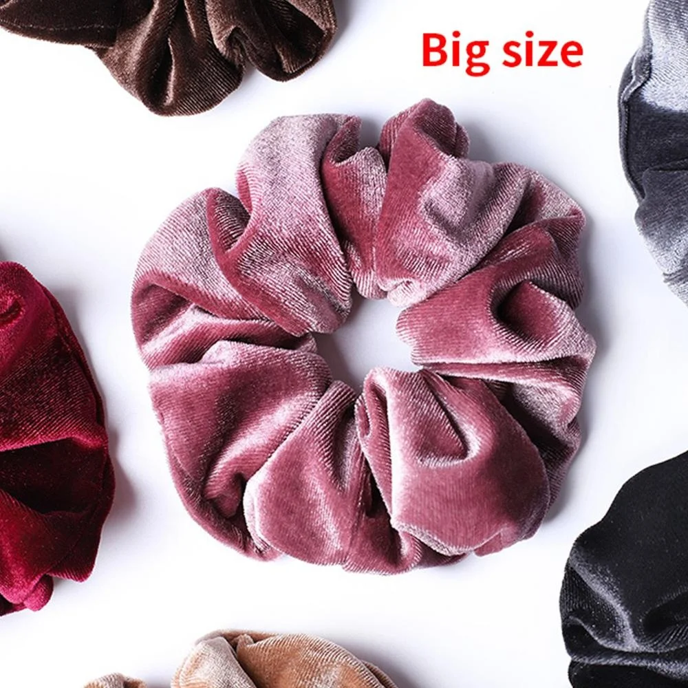 

In stock large xxl jumbo velvet hair scrunchies custom logo women solid color elastic velvet scrunchies