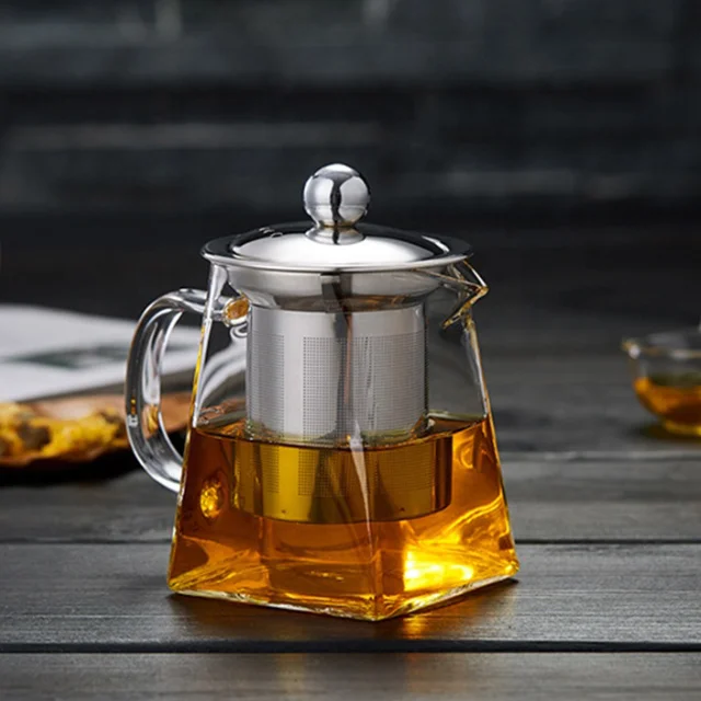

Low MOQ Personalized Clear Glass Pyrex Tea Pot With Infuser