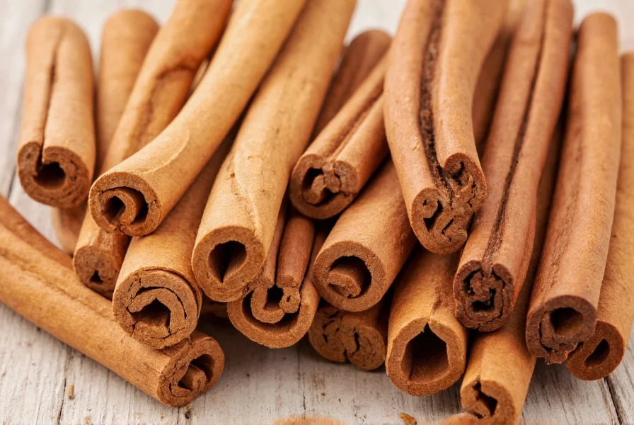 Close-up view of Ceylon cinnamon sticks compared to Cassia cinnamon showing the layered structure difference