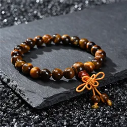 New arrival natural stone bead bracelet 8mm tiger eye stone elastic rope bracelet mens