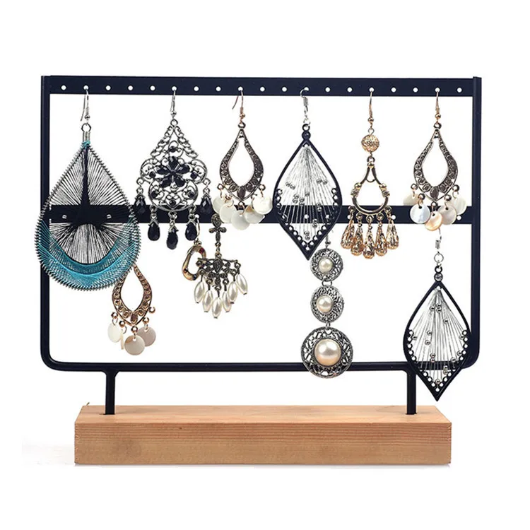 

Necklace Display Wood Stands Shelvesdetachable Earring Jewelry Display Stand Jewelry Tray Rack, Black,white