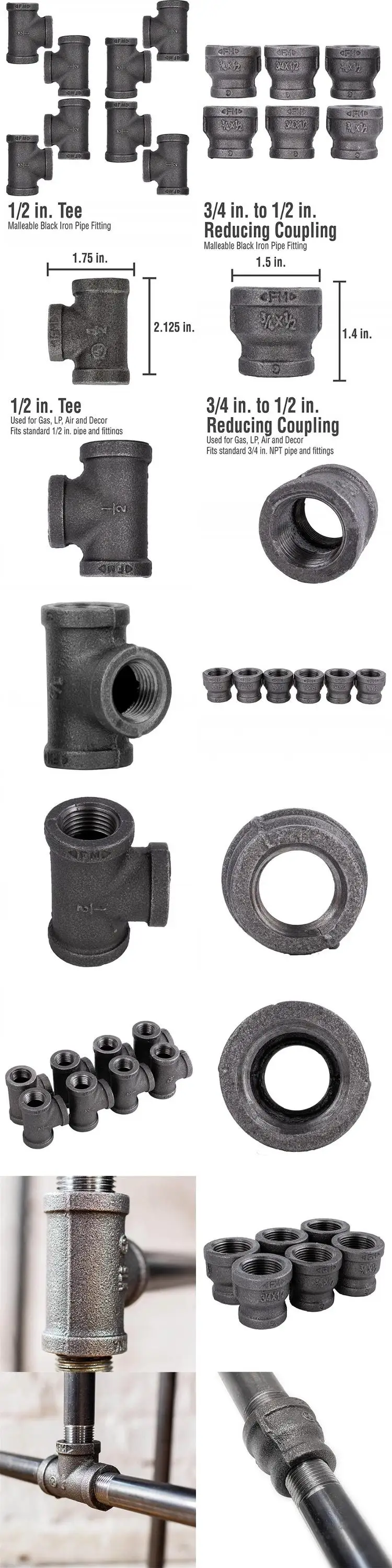 Industrial Pipe Table Legs Long Precut Black Steel Pipe With 3/4