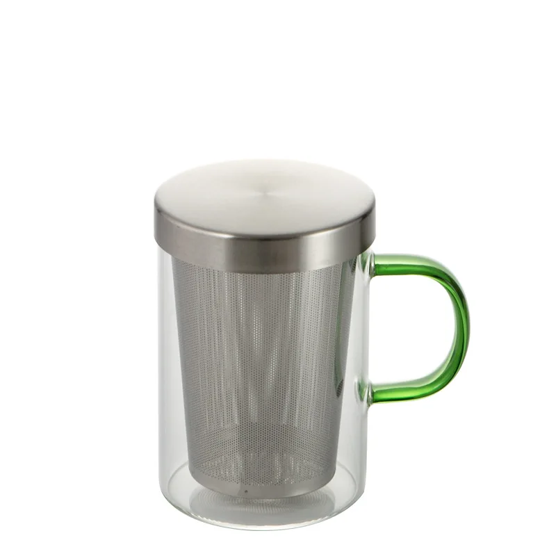 

High quality borosilicate tea glass mug with stainless steel filter, Transparent