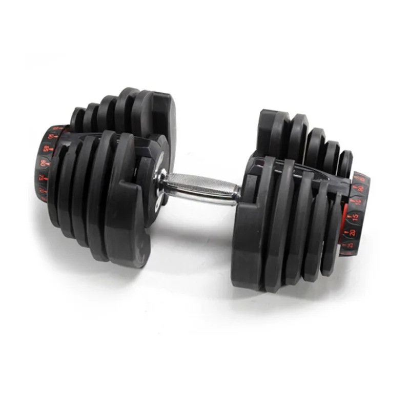 

New Design Hot Sale Strength Training Home Use Barbell Rack 24kg/40kg Adjustable Dumbbell Set, Black+red