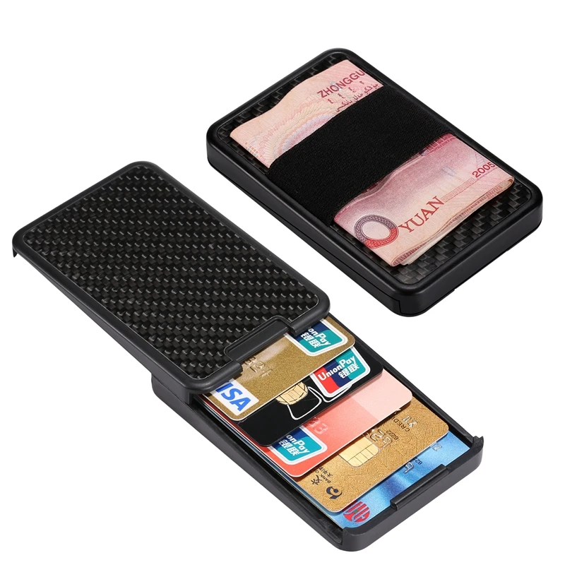 

Rfid Blocking Carbon Fiber Card Holder Slide Card Case Men Wallets