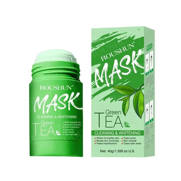 

Roushun Green Tea Mask Stick, Facial Deep Clean Pore Smearing Clay Stick Mask, Green Tea Purifying Clay Stick Masks