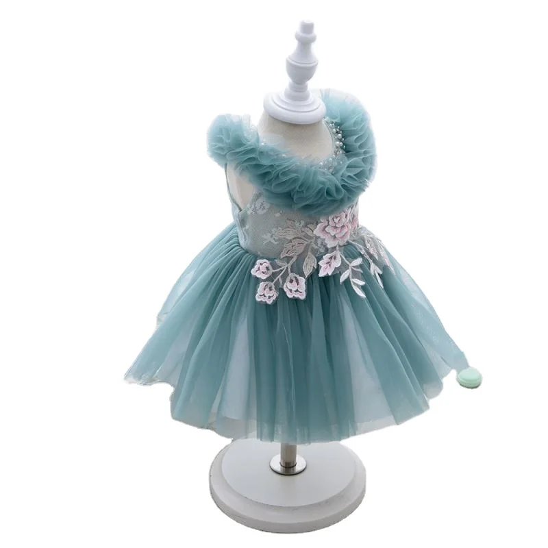 

MKMN Wholesale Dresses Vintage Green Baby Clothing Sets Flowergirl Formal Children Party Dress With Gift Box