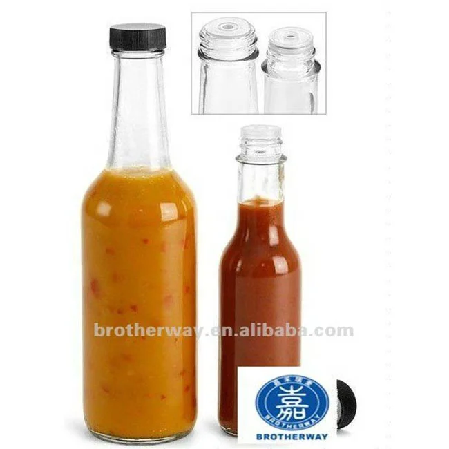 240ml 8oz Small Clear Hot Sauce Glass Bottle With Plastic Lid Buy