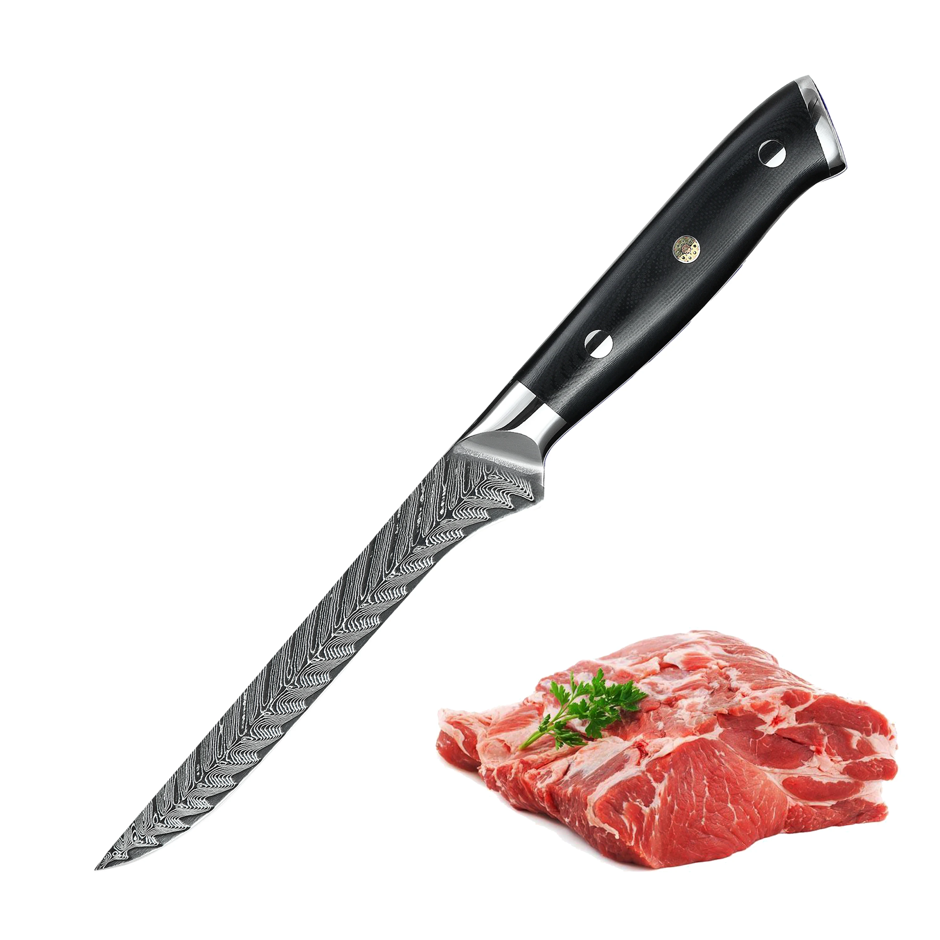 

Professional Damascus AUS10 High End Curved Boning Knife