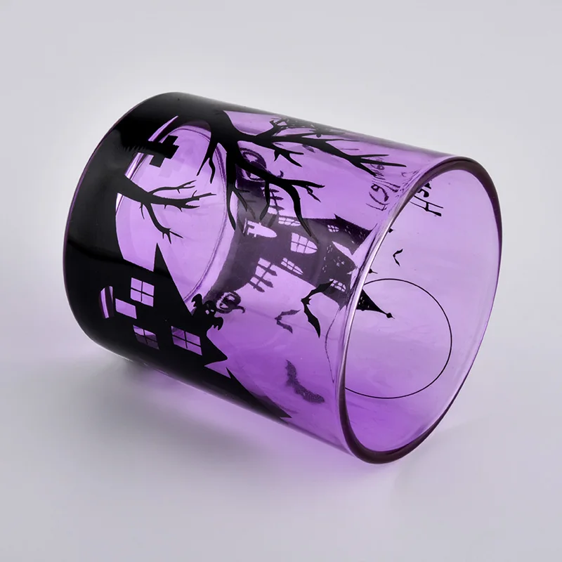 purple glass candle holder