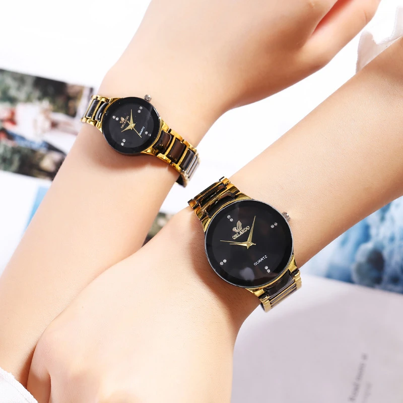 

Three color quartz watch fashion steel band couple watch women's watch mw03