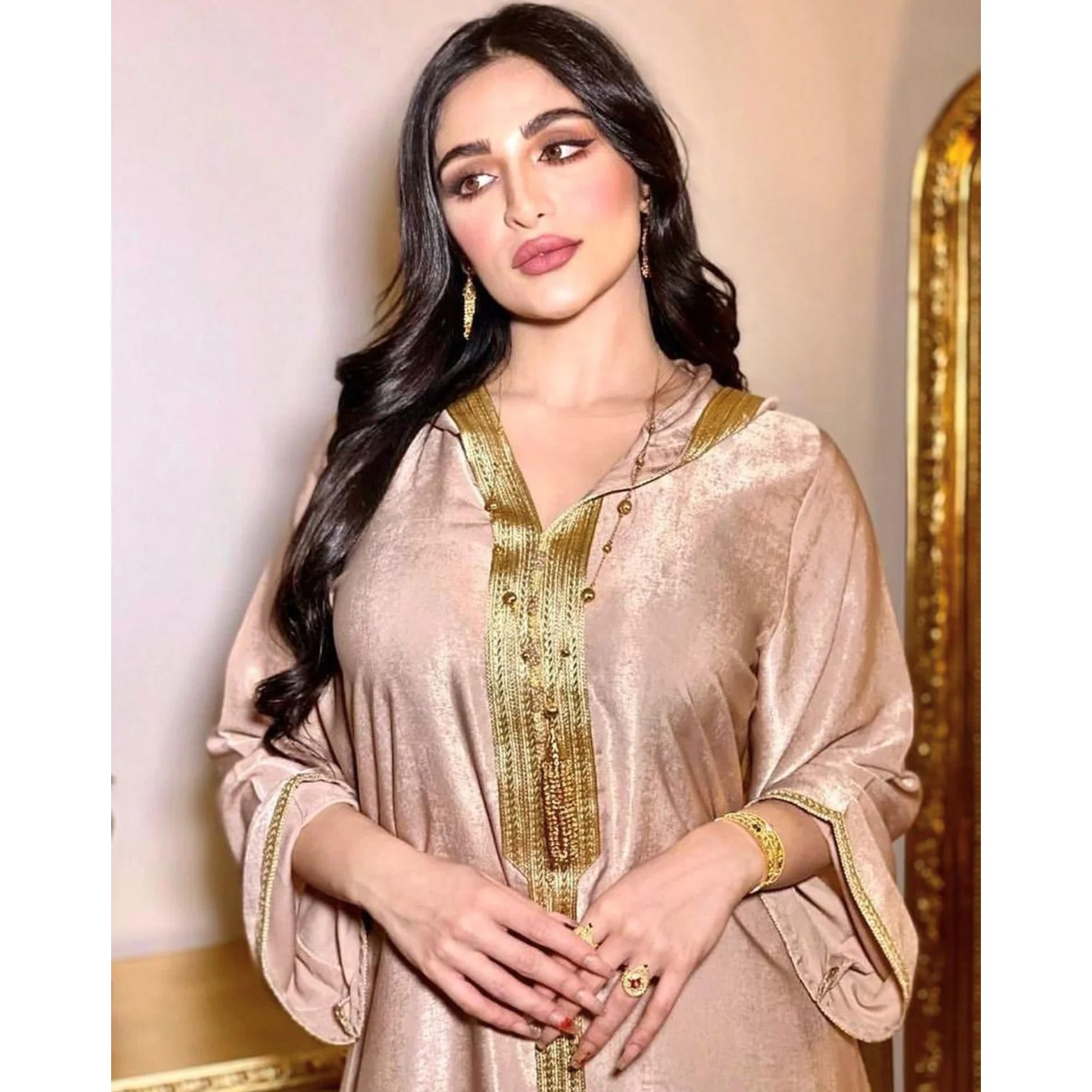 

5 Clolor Dubai Modern clothing Jalabiya Maxi Dress With hooded For Women