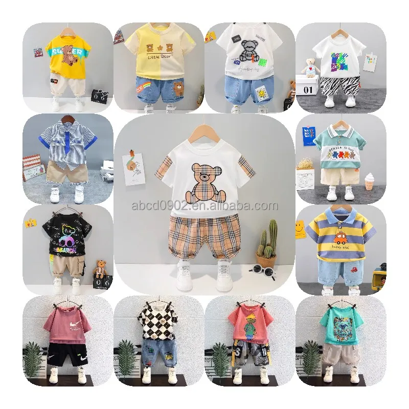 

New Design Summer Cotton Two-piece Sets Short Sleeve Shorts Children Sets Casual Fashion boy Clothes Suit, Picture shows