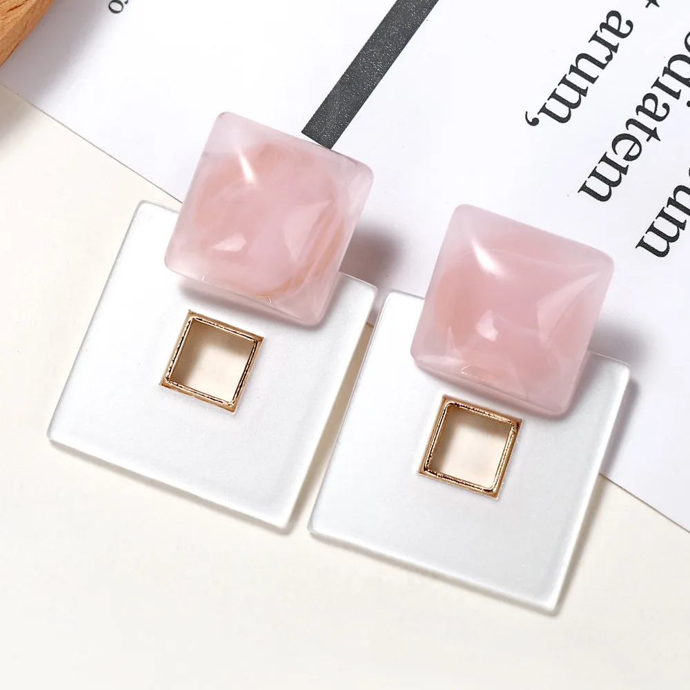 

Fashion Acrylic Geometric Square Hollow Earrings Irregular Dangle Drop Earrings for Women Jewelry, As picture