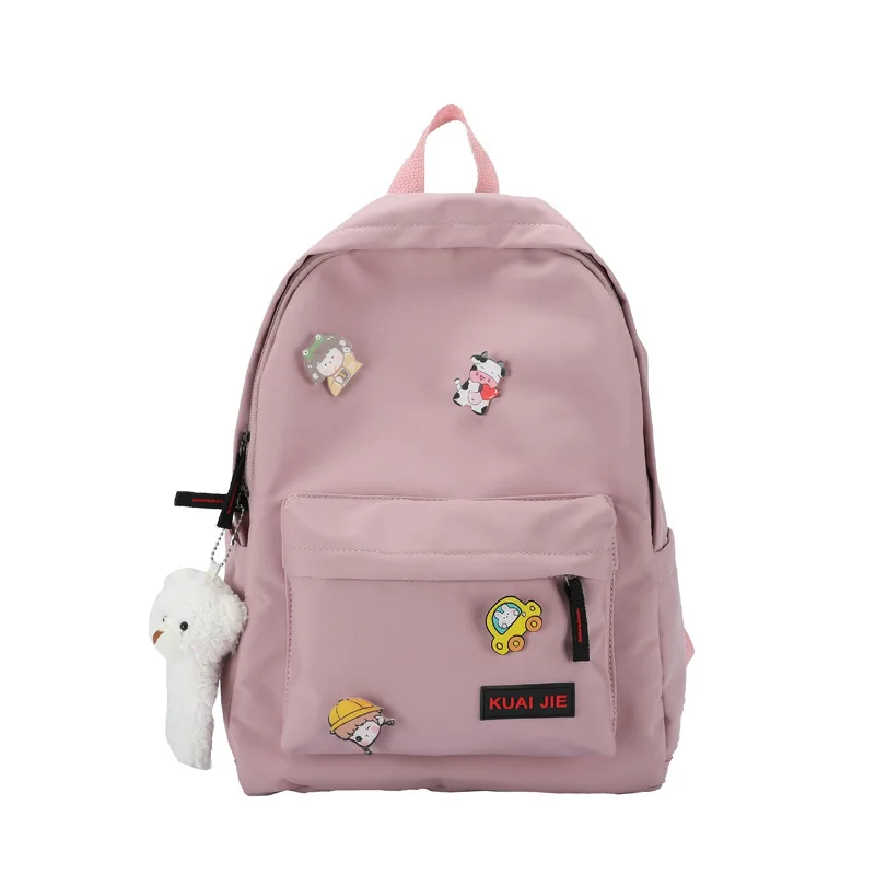 

Hot Sale New Waterproof Nylon Bear Doll Decoration Four Colors Waterproof High Quality School Bag For University Students, White,blue,black,pink,green
