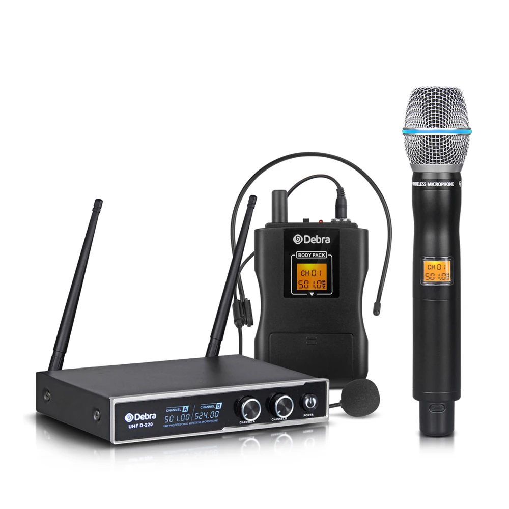 

Debra Audio D-220 Handheld Lavalier & Headset mic UHF Wireless Microphone System for karaoke teaching Speech Live broadcast