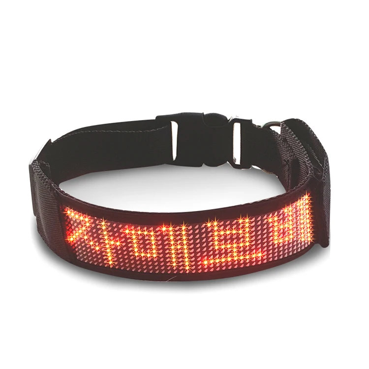 

Smart APP Control Led Dog Collar, DIY Message Customize Led Pet Collar, Red/blue/green/black