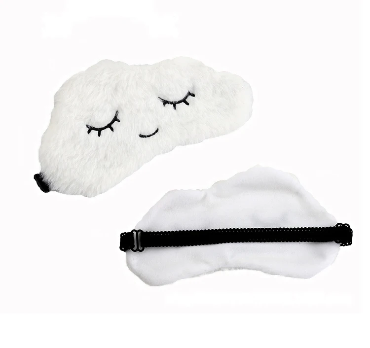 

New Design Promotional Gift White Custom Soft Cute Plush Eyelash Sleep Eye Mask Wholesale