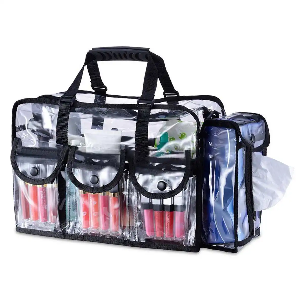 

Large Capacity Cosmetic Bags PVC Transparent Travel Tote Clear Organizer Waterproof Professinal Make Up Organizer Bag
